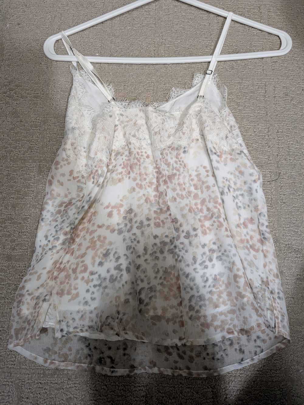 Free People Animal Print Lace Camisole in White & Pink